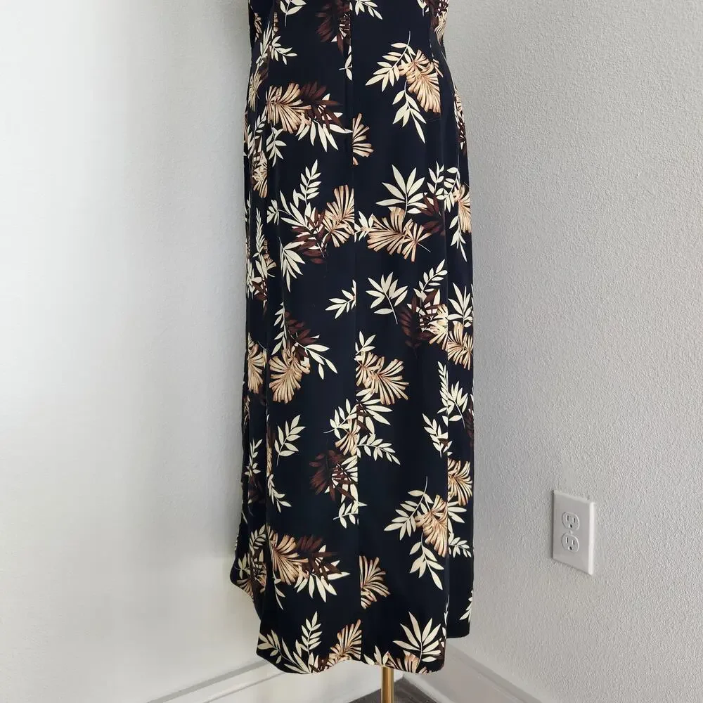 Vintage 90s Black Hawaiian Floral Sleeveless Scoop Neck Maxi Dress Studio I XL - Picture 8 of 11